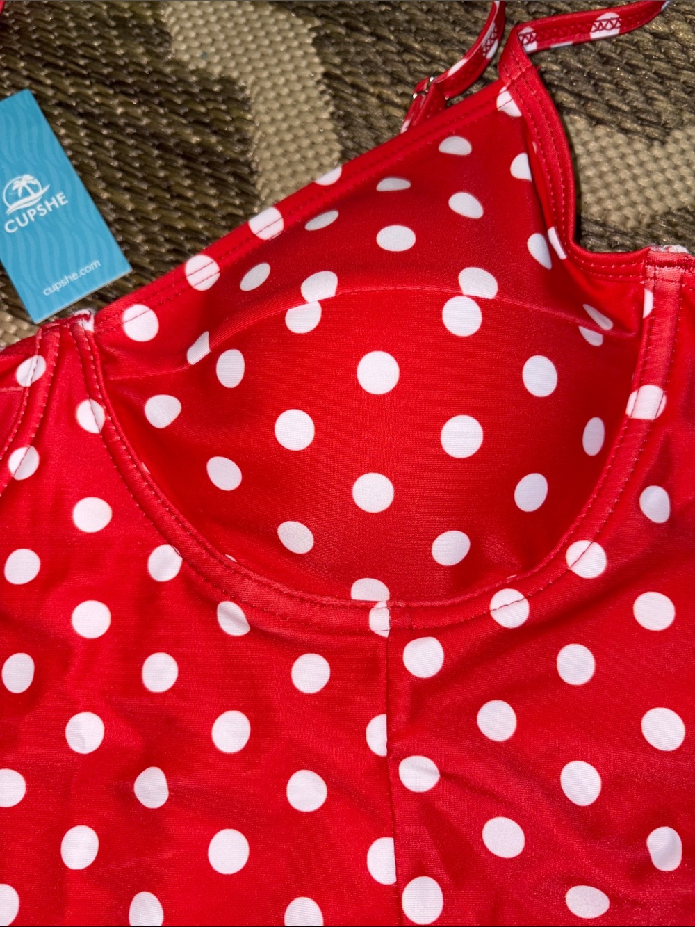 Cupshe Red & White Polka Dot One-Piece Swimsuit - Picture 2 of 4